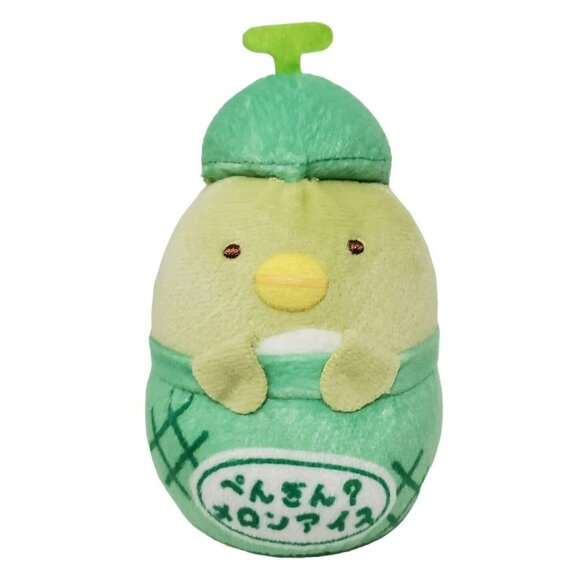 San-X Sumikko Gurashi Melon Ice Cream Penguin 4" Plush Green Stuffed Animal 2018 - Picture 13 of 13